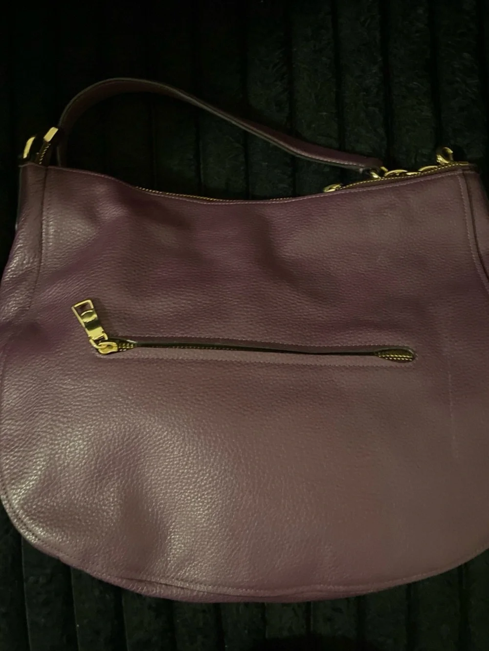 Coach Pebbled Leather Shoulder Bag in Plum with Gold Hardware